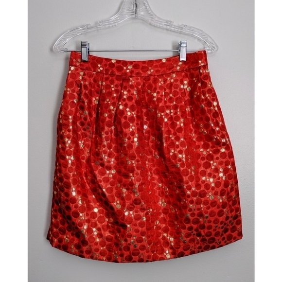 Anthro Lauren Moffatt Red and Gold Bubble Skirt - Picture 1 of 7